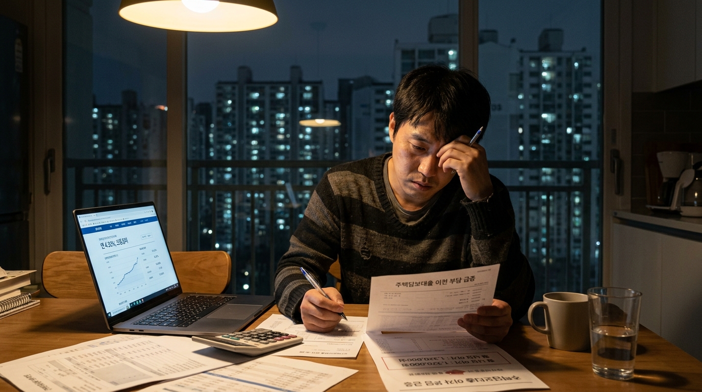 "영끌해서 시세차익을 좀 보려다가 이렇게" .. 주담대 금리 27개월 만에 최고, 월 이자 70 원 폭탄 1 AI 생성 썸네일