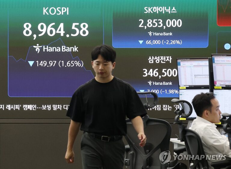 코스피 급락 경보와 서킷브레이커가 표시된 증권시장 그래픽
