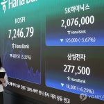 코스피 급락 구간에서 삼성전자와 SK하이닉스 동반 하락 장면